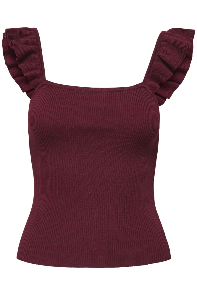 JDYNANNA S/L SQUARE NECK FRILL TOP 15351809 CABERNET